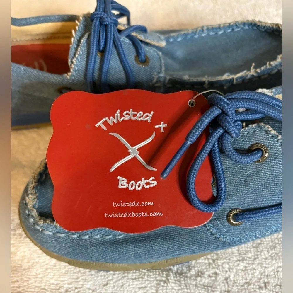 Twisted X Driving Mocs Women’s Denim Boat Shoes WDM0049 Size 8M